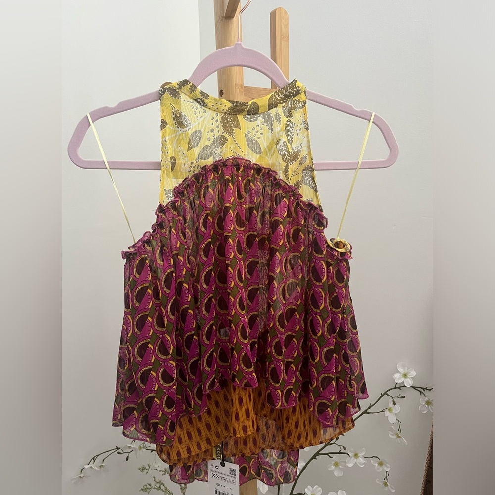 Zara Halter Top Polyester 🧡💜💚🤎